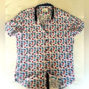 Men’s slim fit construct short sleeve button-down shirt- meduim